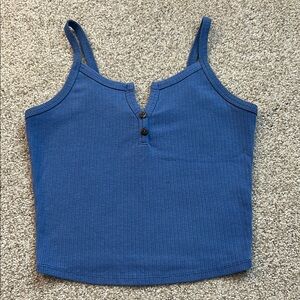 Bozzolo Blue Ribbed Crop Tank Top